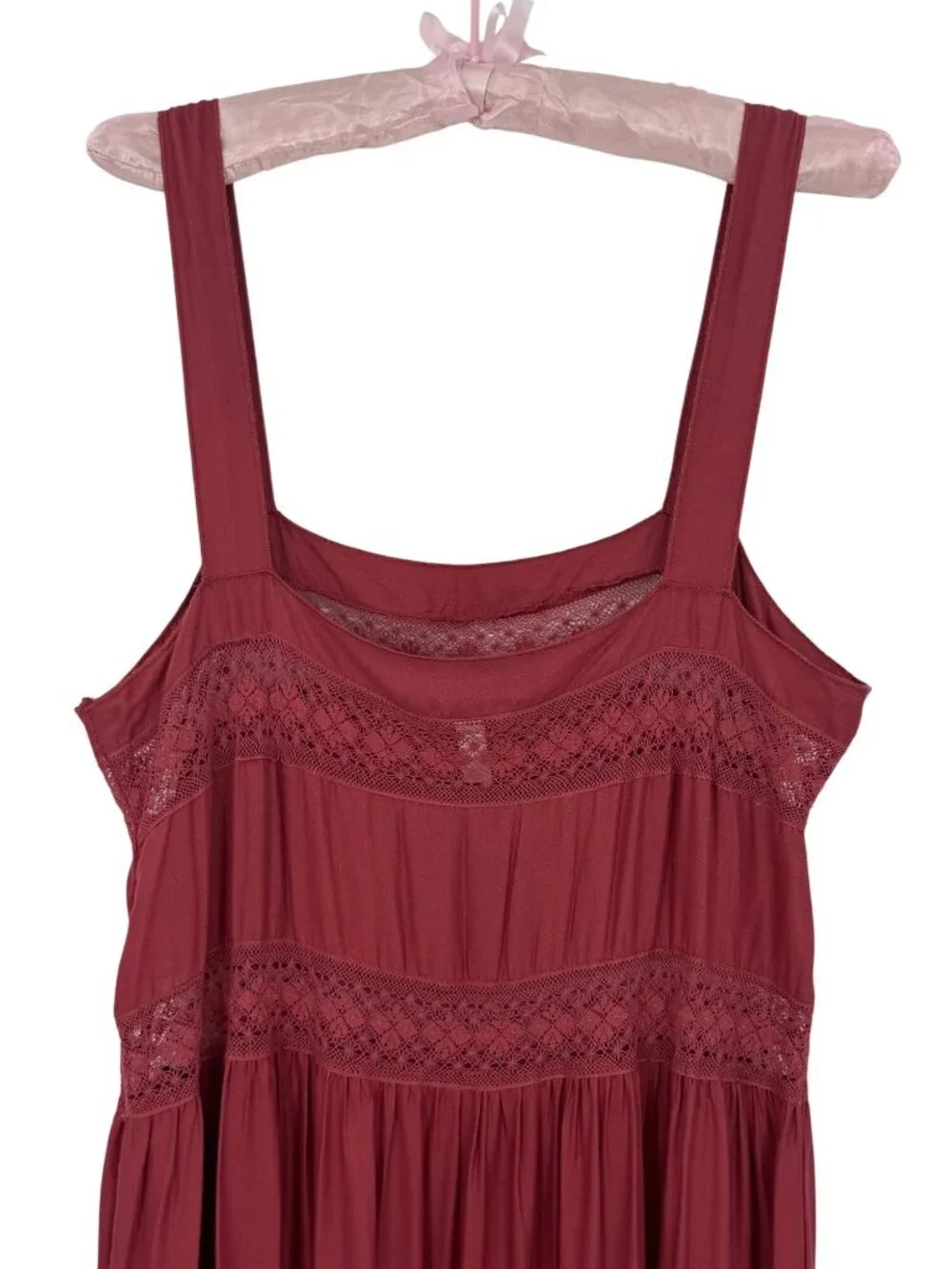 Free People Lace Trim Tiered Ruffle Maxi Slip Dress M | Whimsical Ethereal Boho - Picture 9 of 16